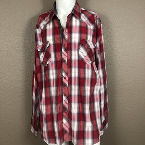 Ace of Diamond Red Plaid Western Cowboy Rodeo Snap Shirt NWOT Sz 3XL